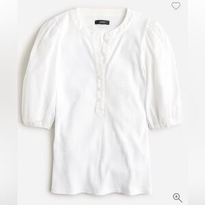 J. Crew 🟣 EUC Size XXS Vintage Rib Puff-Sleeve Henley Top